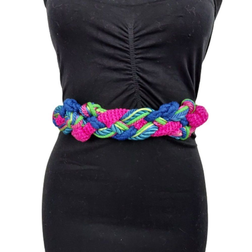 Vintage 1980s Neon Rope Knott Belt, Small